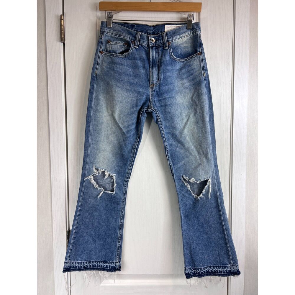 Rag & Bone Women's Carlsbad Vintage Crop Flare Jeans 100% Cotton Size 25
